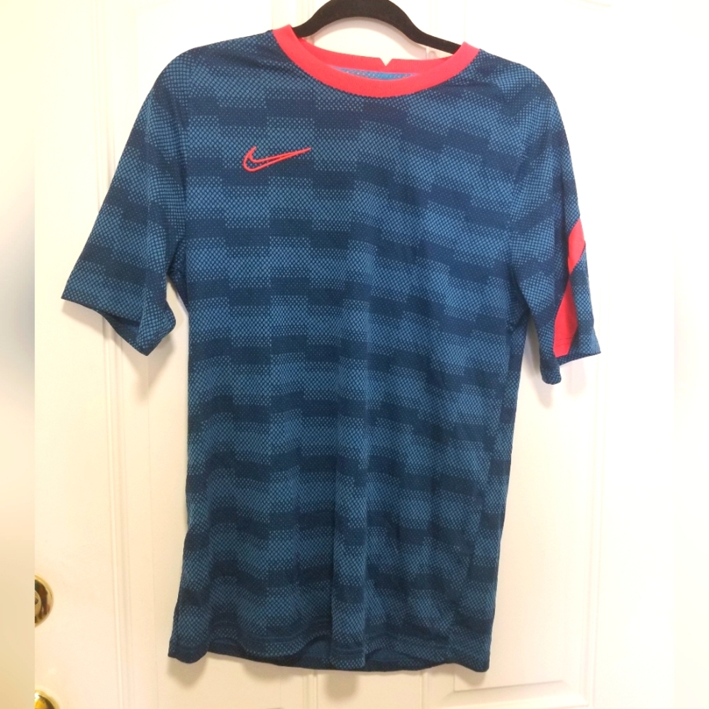 Nike Mens Dri Fit Size M Blue Orange Baseball  Short Sleeve Tee Shirt 